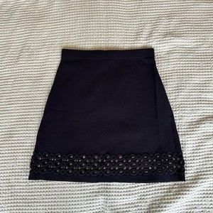Ann Taylor Navy Blue Fit and Flare Skirt with Cutouts Medium